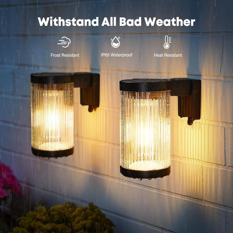 Picture of 2 Pack Solar-Powered Outdoor Lights – Waterproof Garden Lights Solar Powered for Patio Yard Fence Decoration Warm White