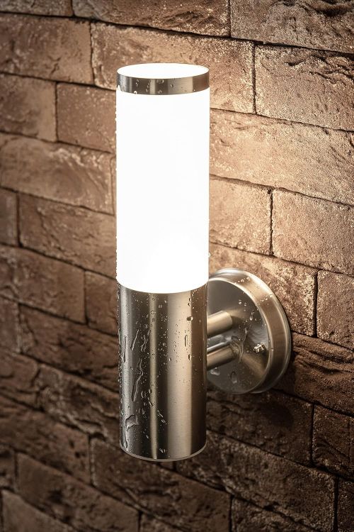 Picture of Stainless Steel Outdoor Wall Light – Silver, Indoor/Outdoor Use, Perfect for Garden, Patio, Porch & Decking