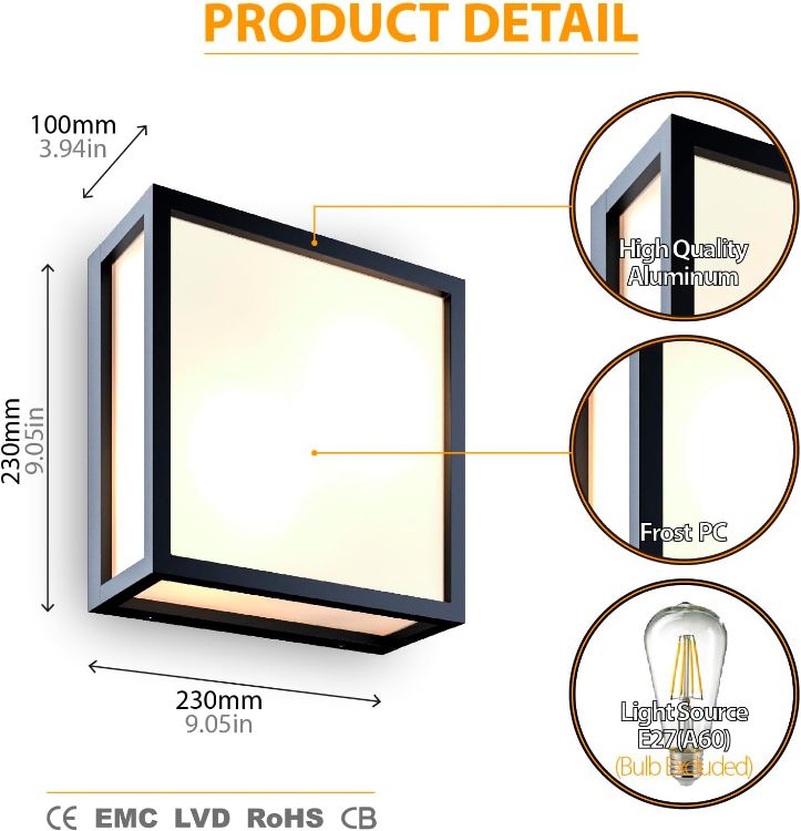 Picture of Modern Outdoor Wall Light – Aluminum, IP54 Waterproof, Max 40W E27, Ideal for Gardens & Patios