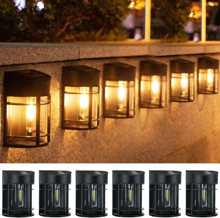 Picture of 2-Pack Solar Fence Lights – Stylish Retro LED Wall Lamps for Outdoor Ambiance! Waterproof & Solar-Powered for Gardens, Patios, Decks & More