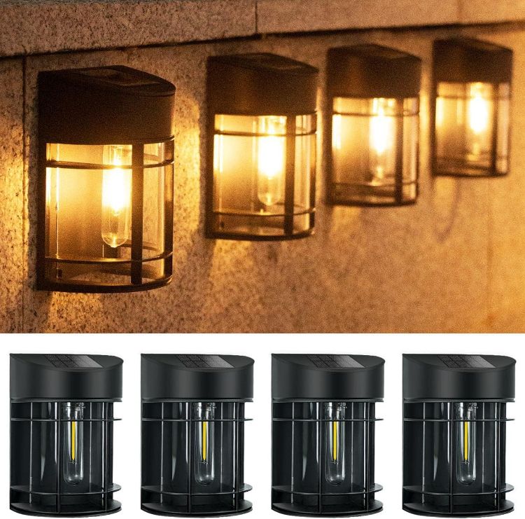 Picture of 2-Pack Solar Fence Lights – Stylish Retro LED Wall Lamps for Outdoor Ambiance! Waterproof & Solar-Powered for Gardens, Patios, Decks & More