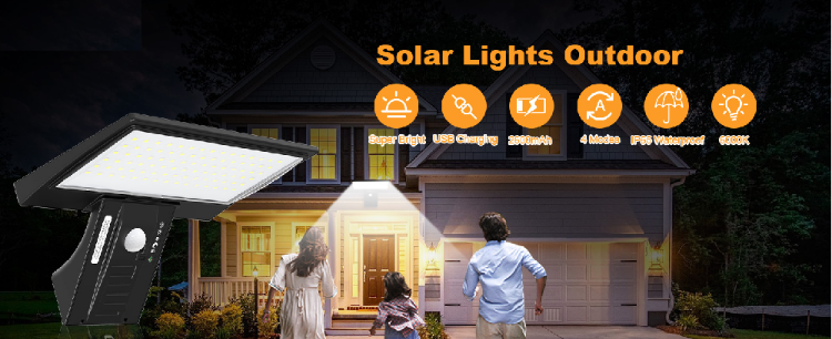 Picture of Solar Powered Lights Outdoor/Outside for Garden Fence Door Yard Pathway, 90 LED Solar Motion Sensor Security/Wall Lights