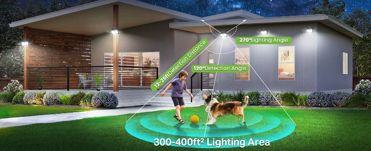 Picture of Solar Powered Lights Outdoor/Outside for Garden Fence Door Yard Pathway, 90 LED Solar Motion Sensor Security/Wall Lights