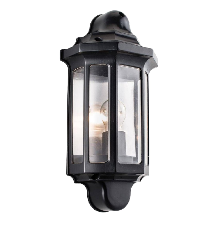 Picture of Outdoor Spaces with Sleek Black Security Lights – Half Lantern Wall Lamps, IP44 Weatherproof & 60W or LED E27 Compatible – Perfect for Gardens, Porches & Entrances