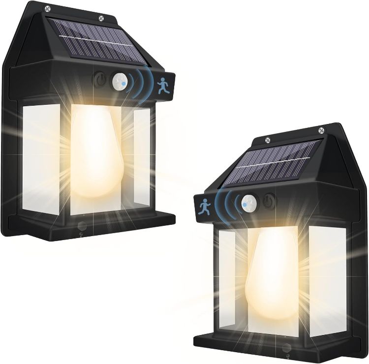 Picture of  2-Pack Solar Fence Lights – Outdoor Wall Lights Waterproof Retro LED Wall Lights for Gardens, Patios, Decks & Gates – Stylish Solar-Powered Decor