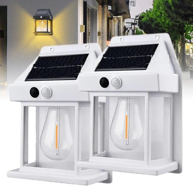 Picture of  2-Pack Solar Fence Lights – Outdoor Wall Lights Waterproof Retro LED Wall Lights for Gardens, Patios, Decks & Gates – Stylish Solar-Powered Decor