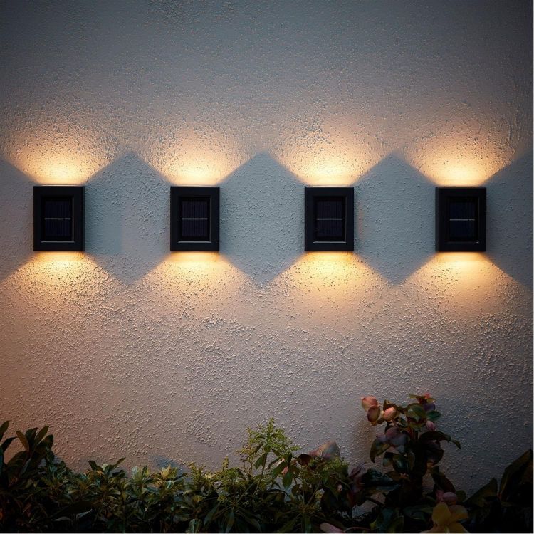 Picture of 4-Pack of Solar Wall Lights – IP65 Waterproof LED Up & Down Lights for Gardens, Fences, Pathways & More – Warm White, Energy-Saving Decor