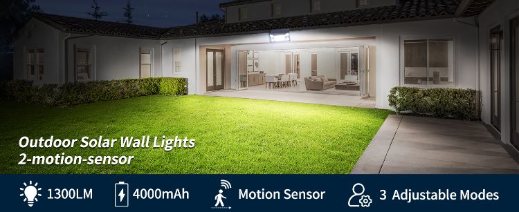 Picture of Solar Security Lights Outdoor 1300LM – Motion Sensor, 270° Wide Angle & IP65 Waterproof – Perfect for Gardens, Garages, Pathways & More