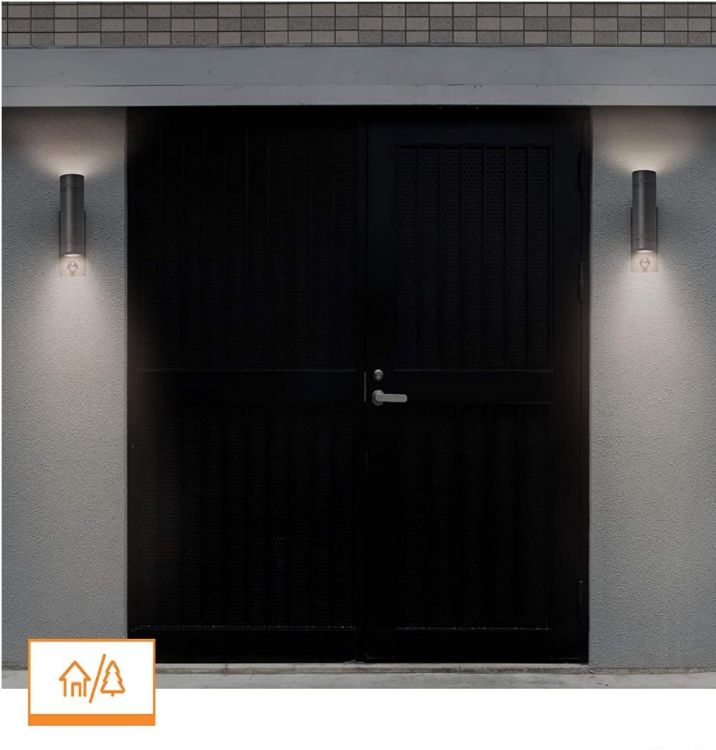 Picture of Black Outdoor Security Lights – PIR Motion Sensor & GU10 LED Up Down Wall Lamps for Bright & Safe Outdoor Spaces