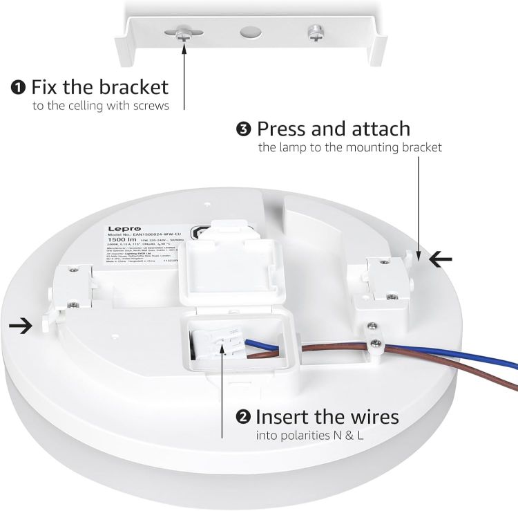 Picture of Modern 15W LED Bathroom Ceiling Light – 1500lm Brightness, IP54 Waterproof & Flush Mount Design for Kitchens, Porches & More