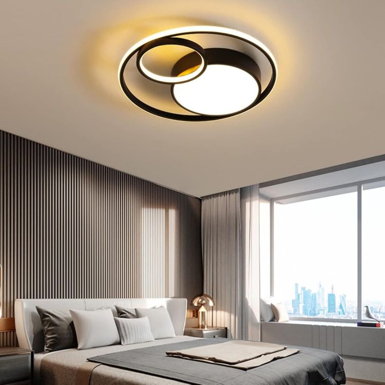 Picture of 36W LED Ceiling Light Modern 47cm, Ring Design 3 Lights, Living Room Ceiling Light Dimmable with Switch Control, 3000K-6000K, Acrylic Ceiling Lamp for Bedroom