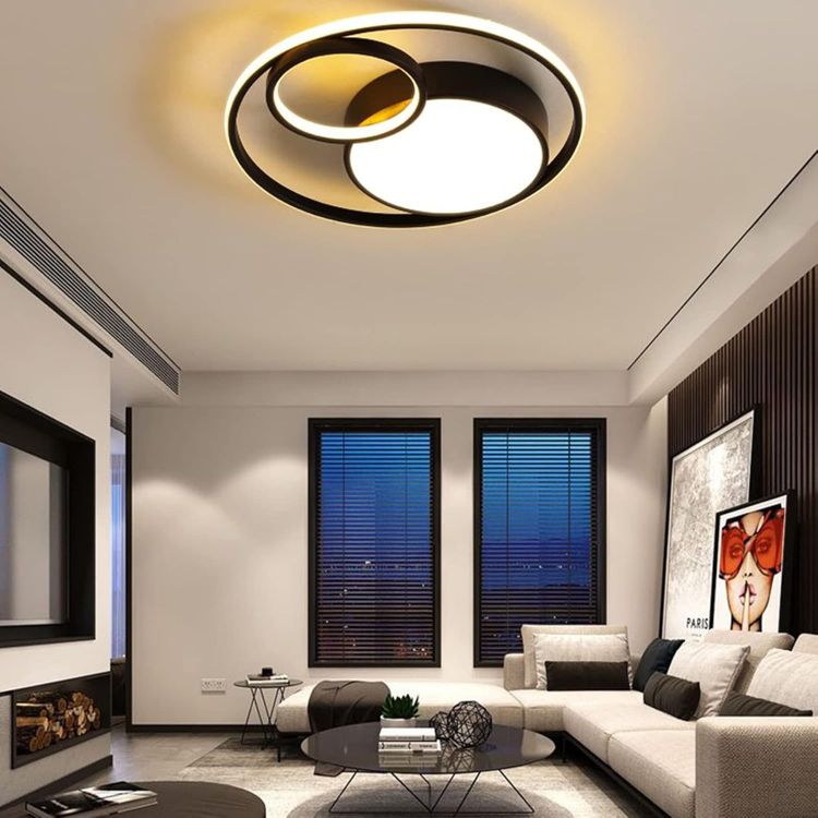 Picture of 36W LED Ceiling Light Modern 47cm, Ring Design 3 Lights, Living Room Ceiling Light Dimmable with Switch Control, 3000K-6000K, Acrylic Ceiling Lamp for Bedroom