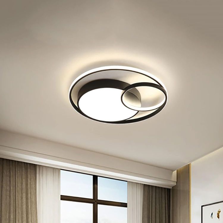 Picture of 36W LED Ceiling Light Modern 47cm, Ring Design 3 Lights, Living Room Ceiling Light Dimmable with Switch Control, 3000K-6000K, Acrylic Ceiling Lamp for Bedroom