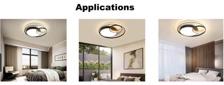 Picture of 36W LED Ceiling Light Modern 47cm, Ring Design 3 Lights, Living Room Ceiling Light Dimmable with Switch Control, 3000K-6000K, Acrylic Ceiling Lamp for Bedroom