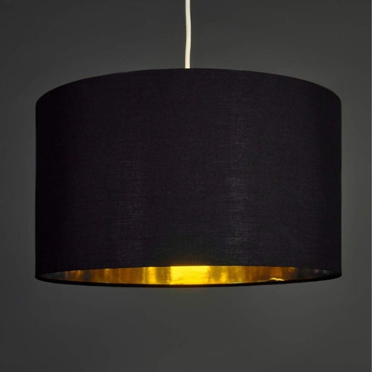 Picture of Modern Black and Gold Drum Light Shade – A Stunning Pendant Light for Elevated Home Décor