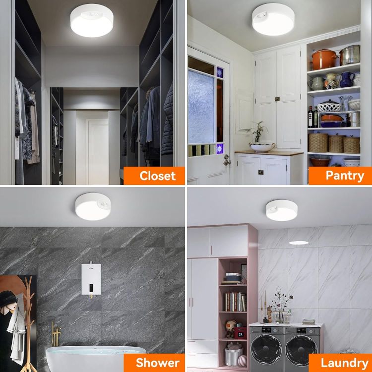 Picture of Rechargeable Motion Sensor Light – 7.5 Inch, 400LM, 8000mAh Battery-Powered Ceiling Light for Sheds, Lofts, Garages, Hallways, and Bathrooms