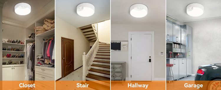 Picture of Rechargeable Motion Sensor Light – 7.5 Inch, 400LM, 8000mAh Battery-Powered Ceiling Light for Sheds, Lofts, Garages, Hallways, and Bathrooms