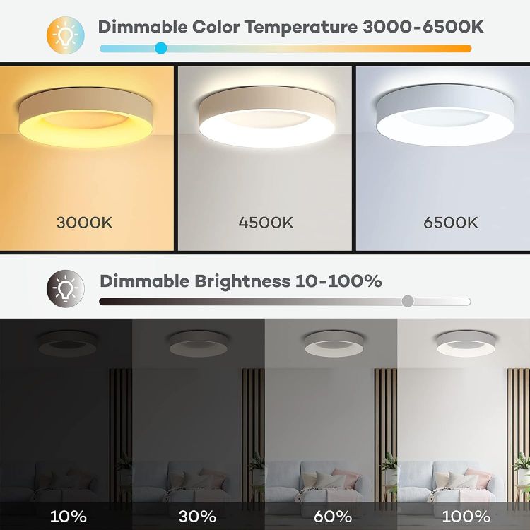 Picture of RGB LED Ceiling Light – 24W Dimmable, 2400LM, 3000K-6500K, Remote Control, Perfect for Living Rooms, Bedrooms, Kitchens, and More