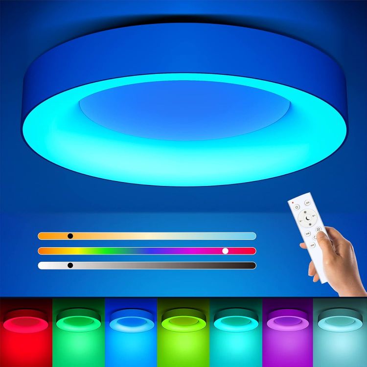 Picture of RGB LED Ceiling Light – 24W Dimmable, 2400LM, 3000K-6500K, Remote Control, Perfect for Living Rooms, Bedrooms, Kitchens, and More