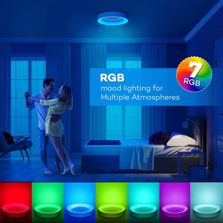 Picture of RGB LED Ceiling Light – 24W Dimmable, 2400LM, 3000K-6500K, Remote Control, Perfect for Living Rooms, Bedrooms, Kitchens, and More