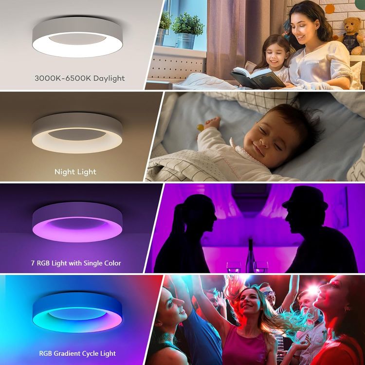 Picture of RGB LED Ceiling Light – 24W Dimmable, 2400LM, 3000K-6500K, Remote Control, Perfect for Living Rooms, Bedrooms, Kitchens, and More