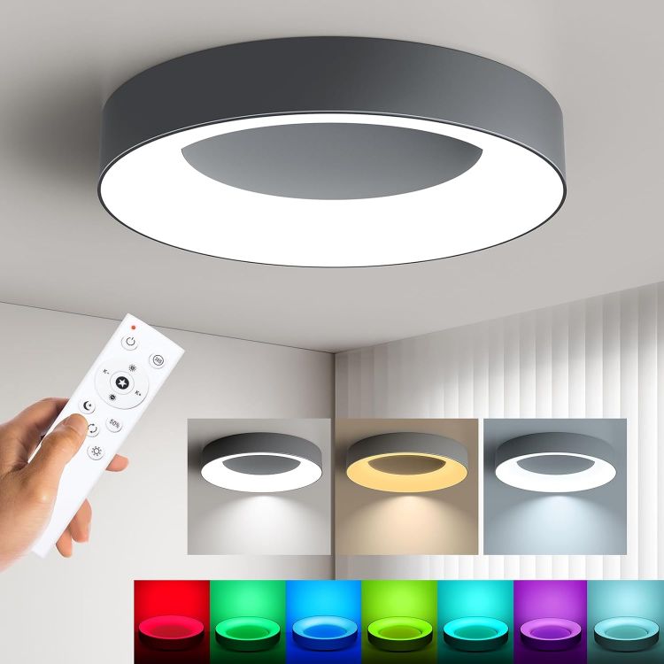 Picture of RGB LED Ceiling Light – 24W Dimmable, 2400LM, 3000K-6500K, Remote Control, Perfect for Living Rooms, Bedrooms, Kitchens, and More