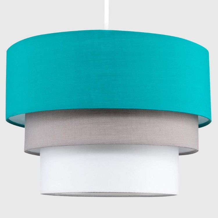 Picture of  Round Modern 3-Tier Fabric Ceiling Pendant Light Shade in Dark Grey – A Stylish Essential for Any Room