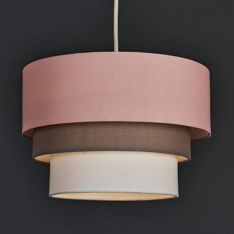 Picture of  Round Modern 3-Tier Fabric Ceiling Pendant Light Shade in Dark Grey – A Stylish Essential for Any Room