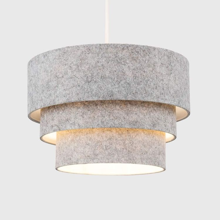 Picture of  Round Modern 3-Tier Fabric Ceiling Pendant Light Shade in Dark Grey – A Stylish Essential for Any Room