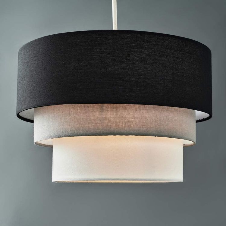 Picture of  Round Modern 3-Tier Fabric Ceiling Pendant Light Shade in Dark Grey – A Stylish Essential for Any Room