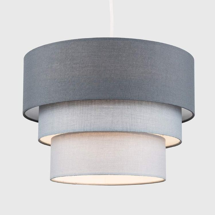 Picture of  Round Modern 3-Tier Fabric Ceiling Pendant Light Shade in Dark Grey – A Stylish Essential for Any Room