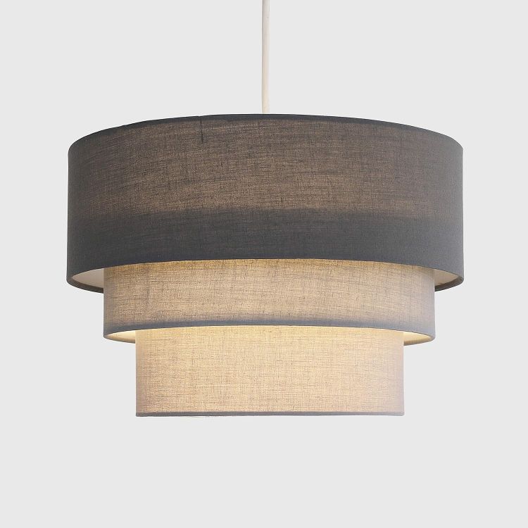 Picture of  Round Modern 3-Tier Fabric Ceiling Pendant Light Shade in Dark Grey – A Stylish Essential for Any Room