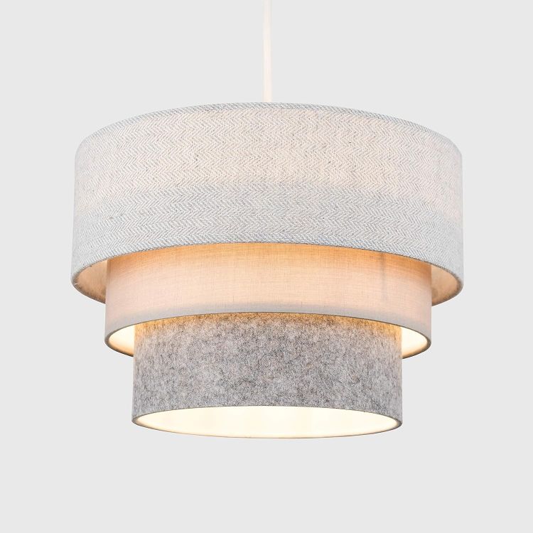 Picture of  Round Modern 3-Tier Fabric Ceiling Pendant Light Shade in Dark Grey – A Stylish Essential for Any Room