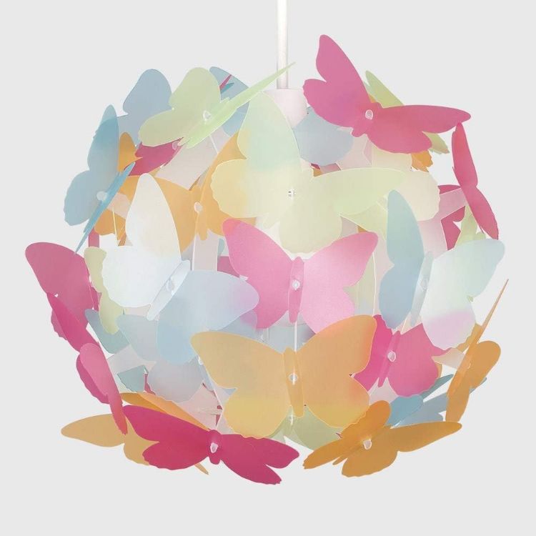 Picture of Modern Bright Pink Butterflies Ceiling Chandelier Lamp Shade Pendant Lights, Perfect for Stylish Home Lighting