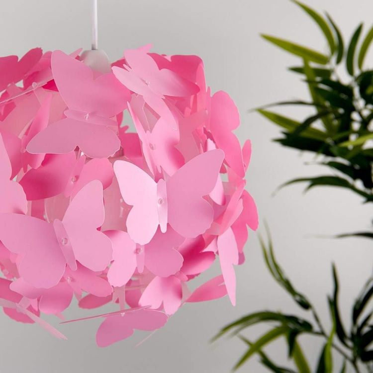 Picture of Modern Bright Pink Butterflies Ceiling Chandelier Lamp Shade Pendant Lights, Perfect for Stylish Home Lighting