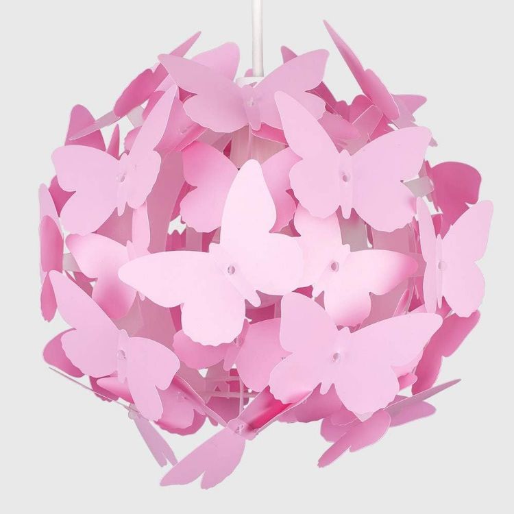 Picture of Modern Bright Pink Butterflies Ceiling Chandelier Lamp Shade Pendant Lights, Perfect for Stylish Home Lighting