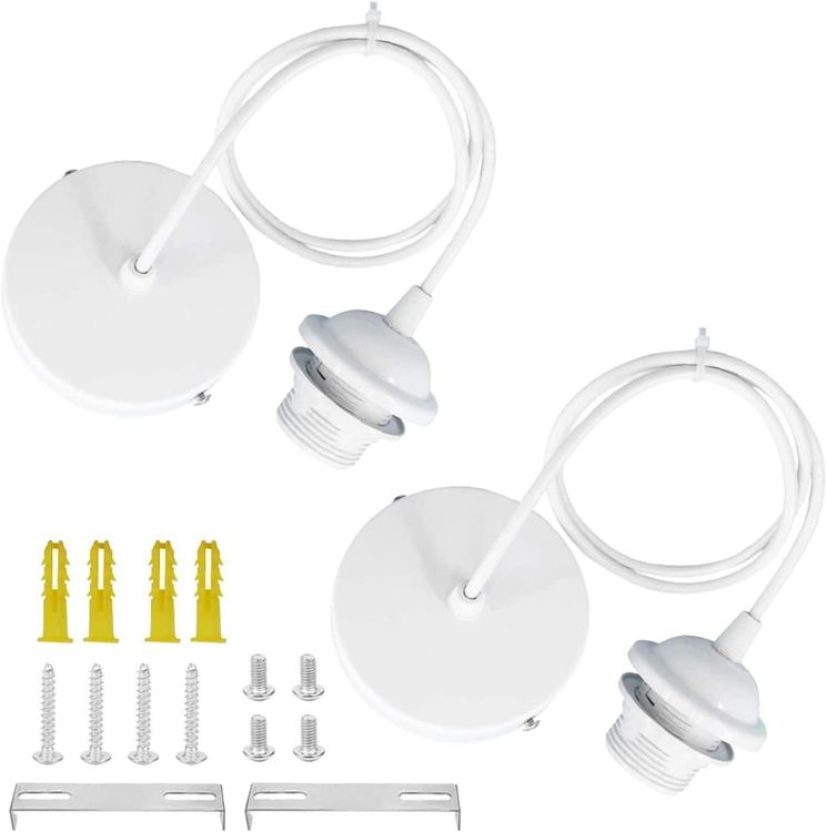 Picture of 2-Pack E27 Pendant Light Fitting Set – Modern Ceiling Rose, 1M Cable, Perfect for Stylish and Functional Home Décor