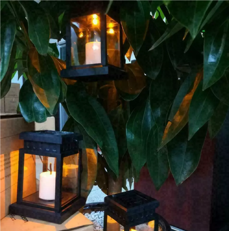 Picture of 1/2/3X Solar Power Outdoor Garden Flickering LED Hanging Candle Lantern Lights