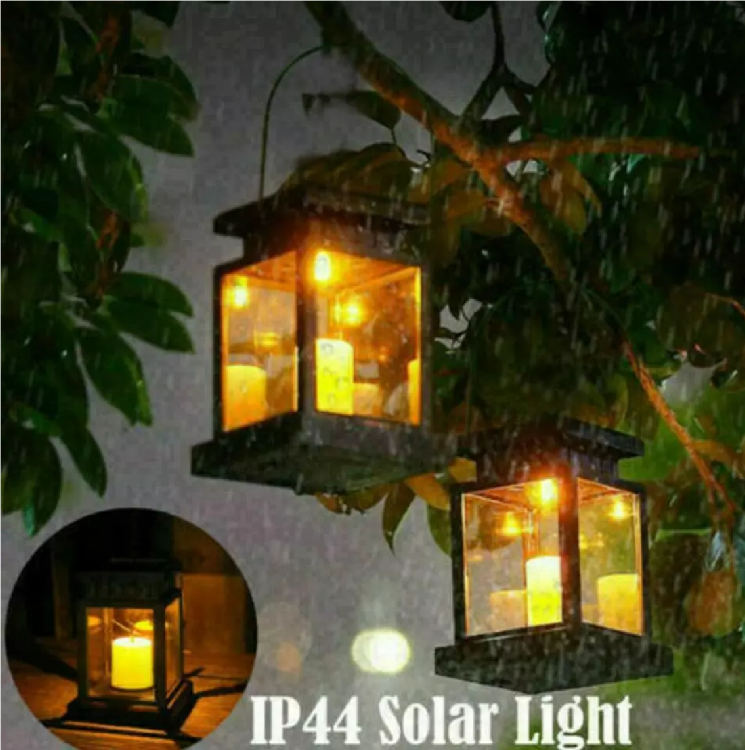 Picture of 1/2/3X Solar Power Outdoor Garden Flickering LED Hanging Candle Lantern Lights