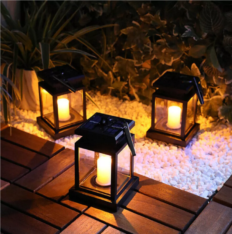 Picture of 1/2/3X Solar Power Outdoor Garden Flickering LED Hanging Candle Lantern Lights