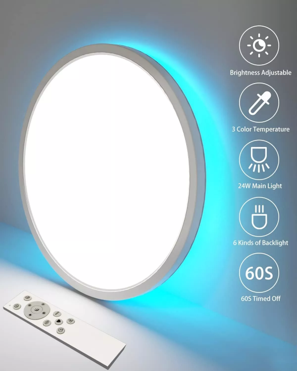 Picture of LED Ceiling Light Round Panel Down Lights Bathroom Kitchen Living Room Wall Lamp