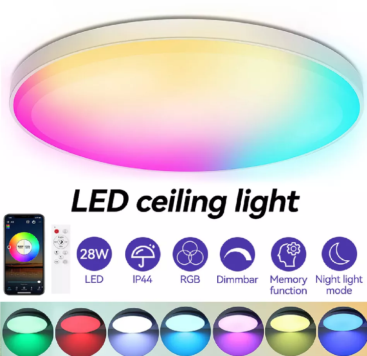 Picture of Smart Modern LED Ceiling Light RGB Dimmable Lamp Bedroom Bluetooth Tuya Remote