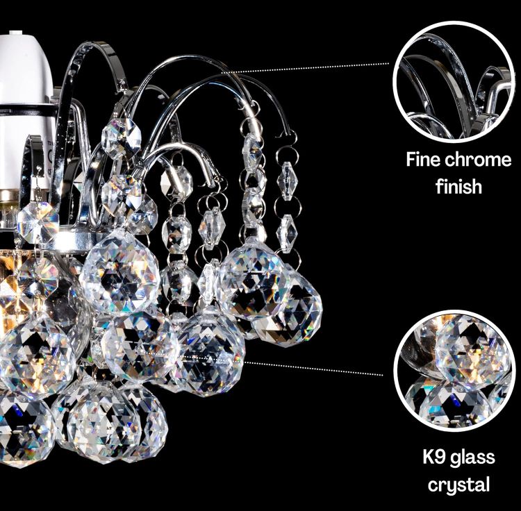 Picture of Luxury Crystal Faceted Oriel Ceiling Light Shade – Premium K9 Glass Chandelier Pendant Shade for Modern Home Décor