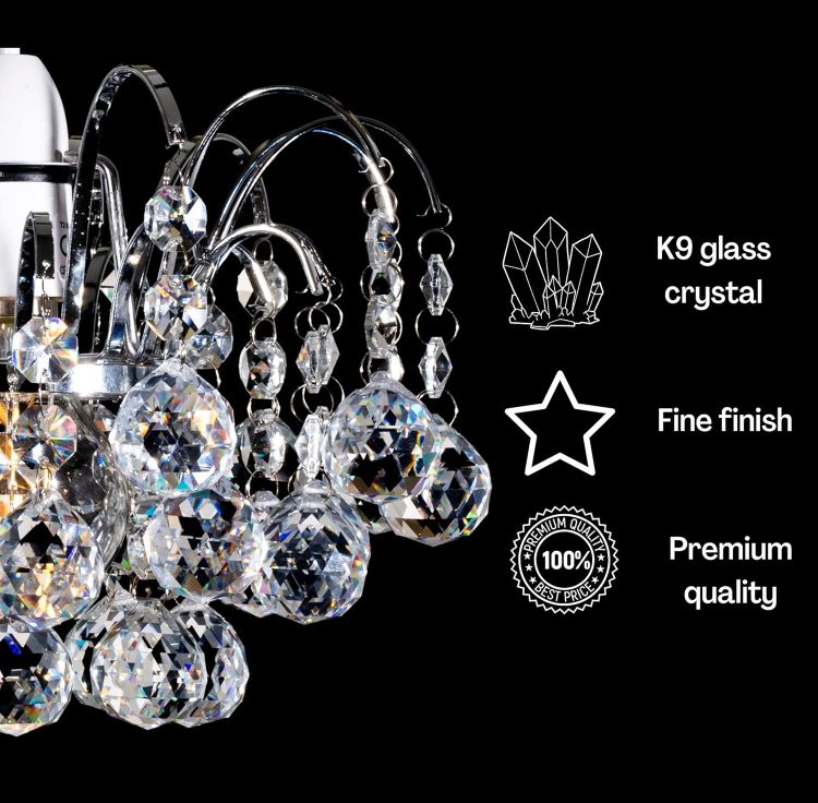 Picture of Luxury Crystal Faceted Oriel Ceiling Light Shade – Premium K9 Glass Chandelier Pendant Shade for Modern Home Décor