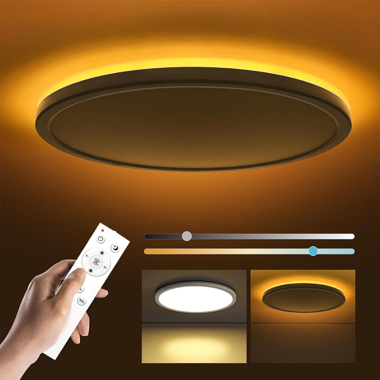 Picture of Dimmable LED Ceiling Light 24W with Remote Control – Adjustable Color Temperature (3000K-6500K) & Night Light Mode for Bedroom, Living Room, Kitchen