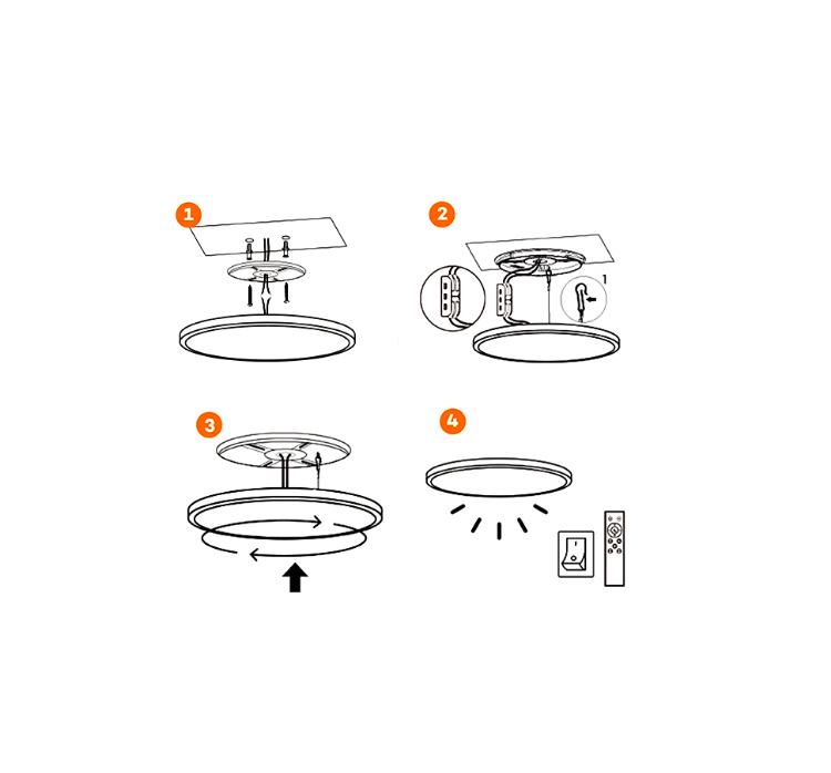 Picture of Dimmable LED Ceiling Light 24W with Remote Control – Adjustable Color Temperature (3000K-6500K) & Night Light Mode for Bedroom, Living Room, Kitchen