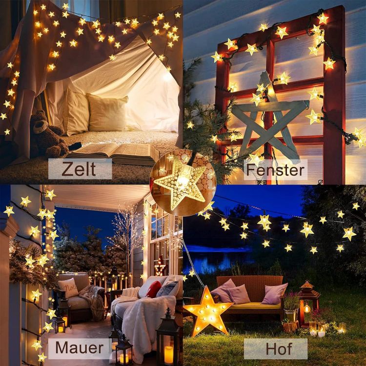 Picture of Solar-Powered 23ft Fairy String Lights – 50 LED Star Waterproof Lights with 8 Modes for Garden, Patio, Yard, Home, Wedding & Party Decor