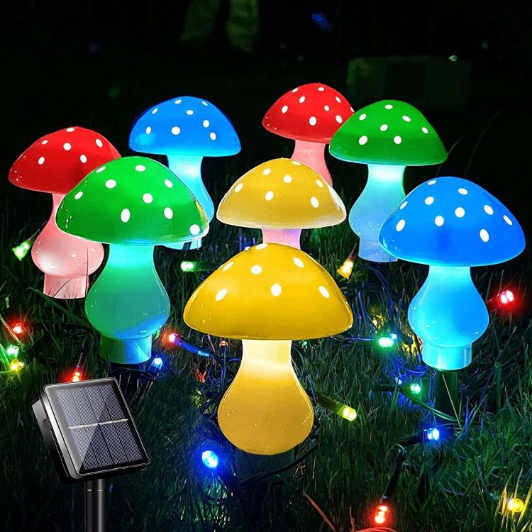 Picture of Outdoor Solar Mushroom Garden Lights – 8-Pack 50 LED Multicolor Fairy String Lights, 23ft Waterproof Decorative Landscape Lighting for Patio, Yard & Outdoor Décor