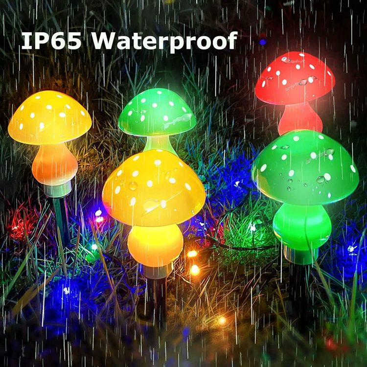 Picture of Outdoor Solar Mushroom Garden Lights – 8-Pack 50 LED Multicolor Fairy String Lights, 23ft Waterproof Decorative Landscape Lighting for Patio, Yard & Outdoor Décor