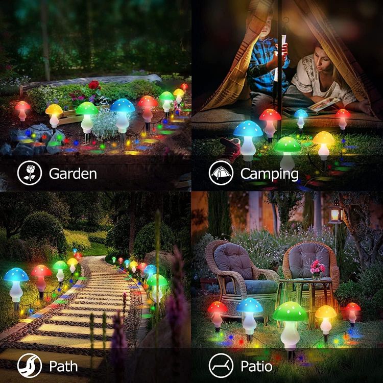 Picture of Outdoor Solar Mushroom Garden Lights – 8-Pack 50 LED Multicolor Fairy String Lights, 23ft Waterproof Decorative Landscape Lighting for Patio, Yard & Outdoor Décor